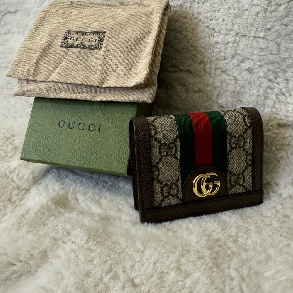 Gucci Brown and Green Key & Card Holder